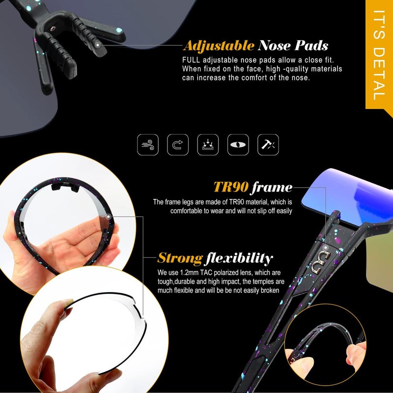 AVV Store Polarized cycling glasses sports sunglasses,UV400 Protection Fishing Driving running baseball sunglasses for men women - Image 4